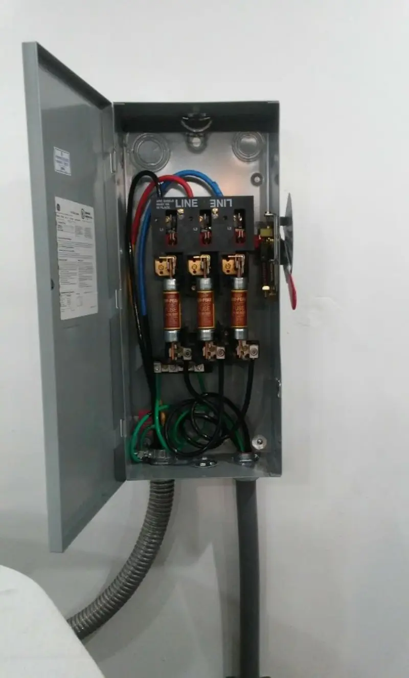 Three-phase disconnect switch installed for Electrical Wiring & Rewiring in Bowie